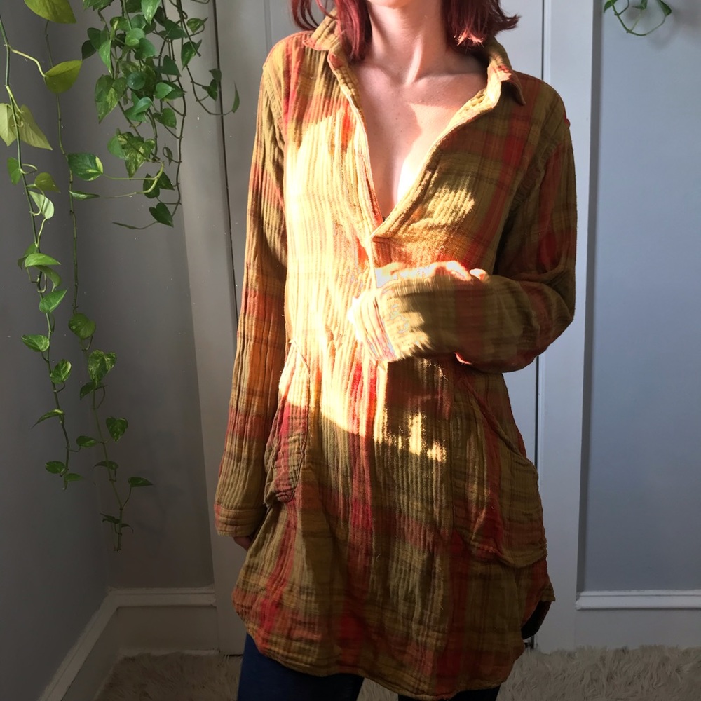 CP Shades x Free People Yellow Flannel Tunic Top - Picture 6 of 8